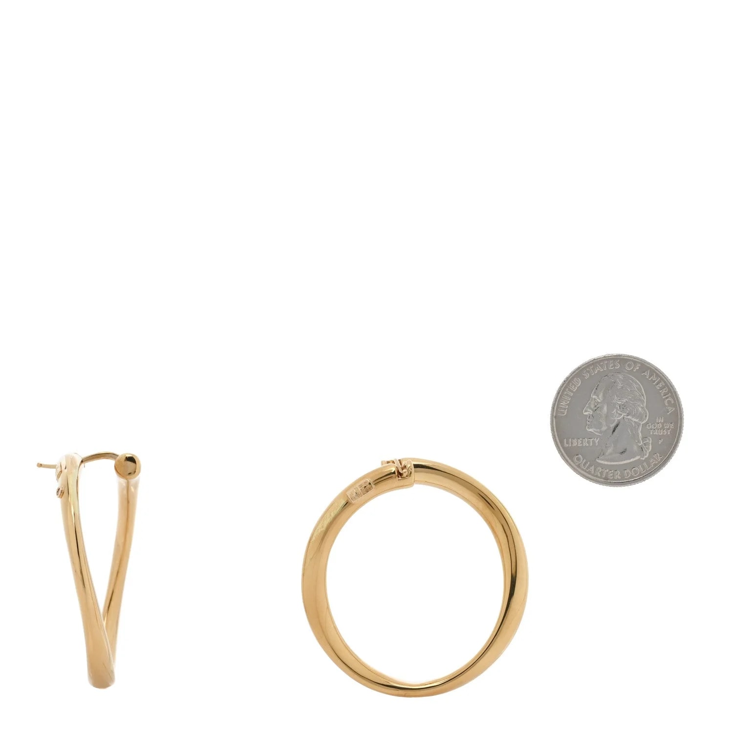 18K Yellow Gold Contoured Round Hoop 2