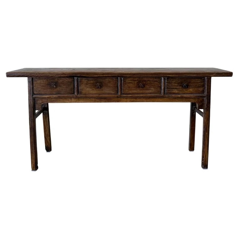 Bloom Home Inc — Reclaimed Elm 4 Drawer Console C. 1920 — Furniture — resale