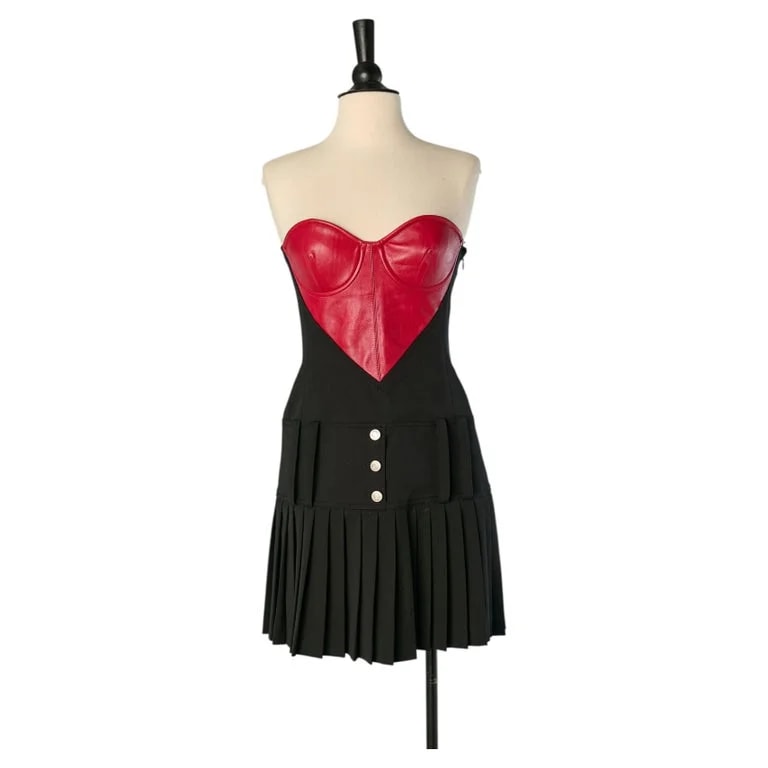 Moschino Jeans — Pleated Minidress With Heart Bustier Moschino Jeans — Clothing — resale