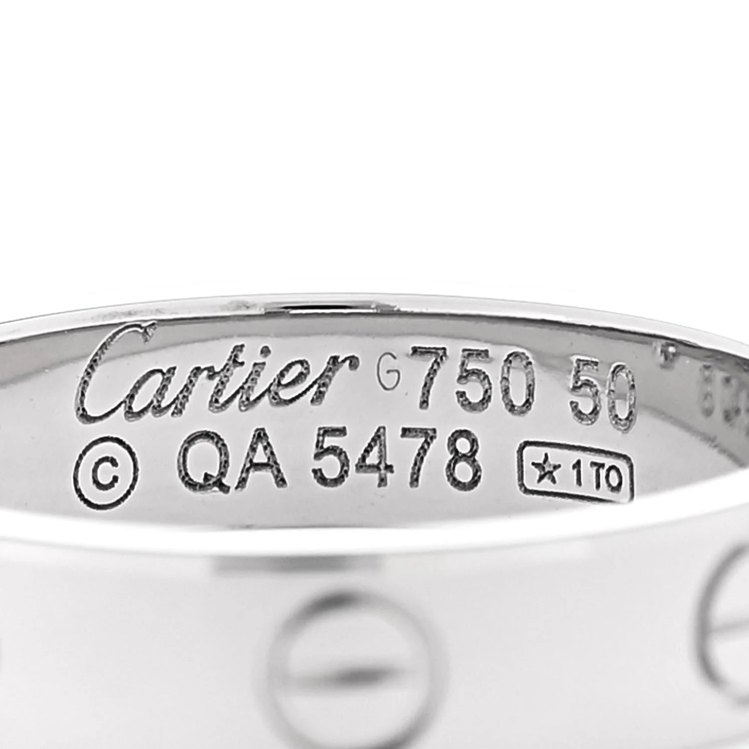 18K White Gold 4mm Love Wedding Band 50 5.25 4