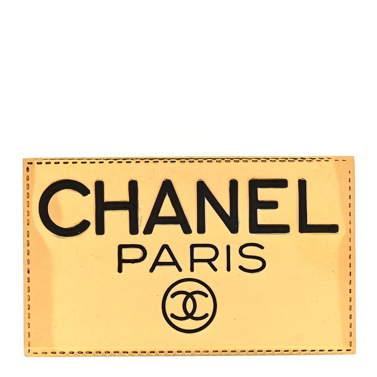 Chanel — Metal Logo Plate Brooch — Accessory — resale