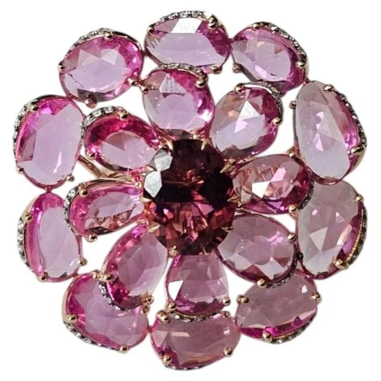 Jewel Hub — Set in 18K Rose Gold, Ceylon Sapphires, & Diamonds Cocktail — Jewelry — resale