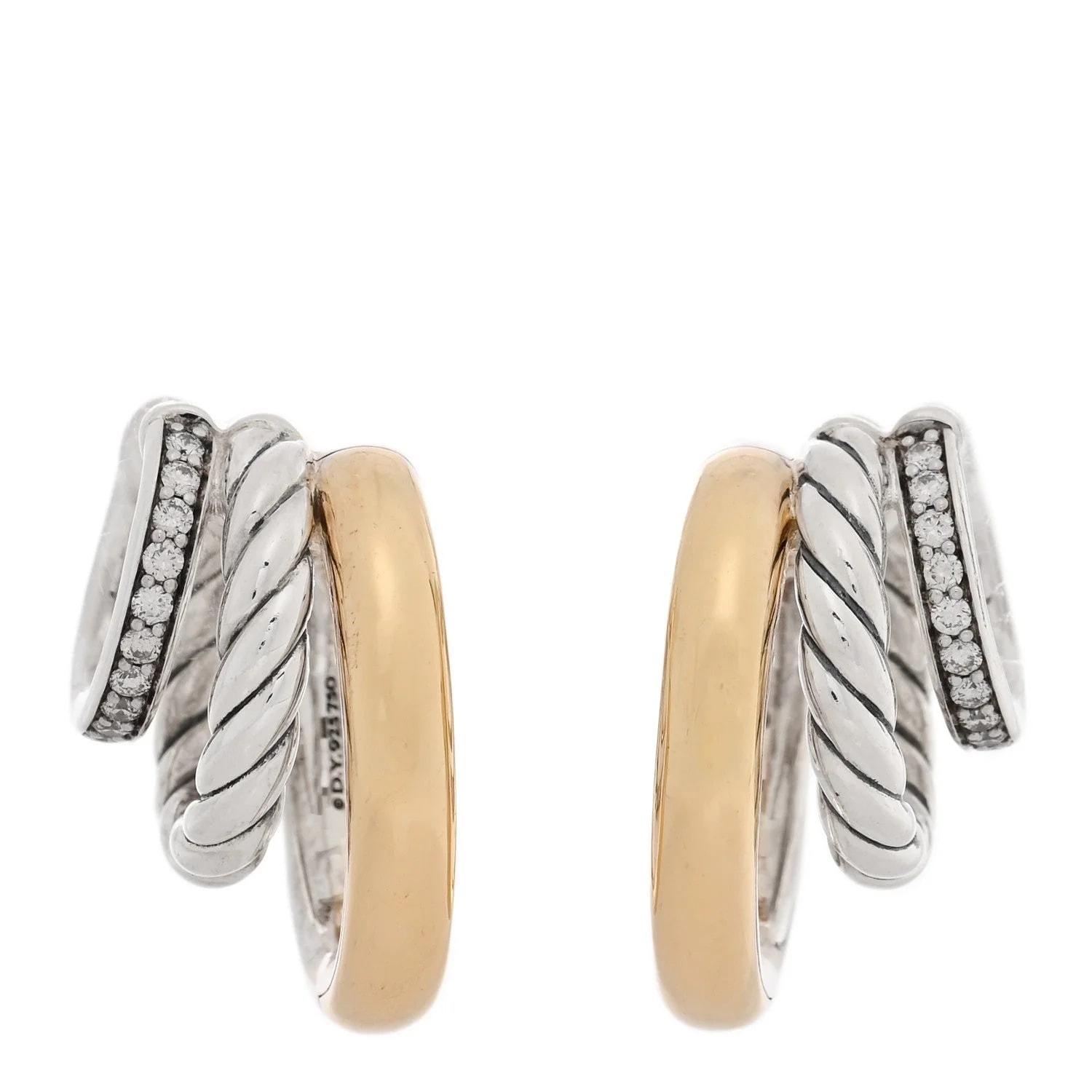 David Yurman — 18K Yellow Gold Mercer Three Row Hoop — Jewelry — resale