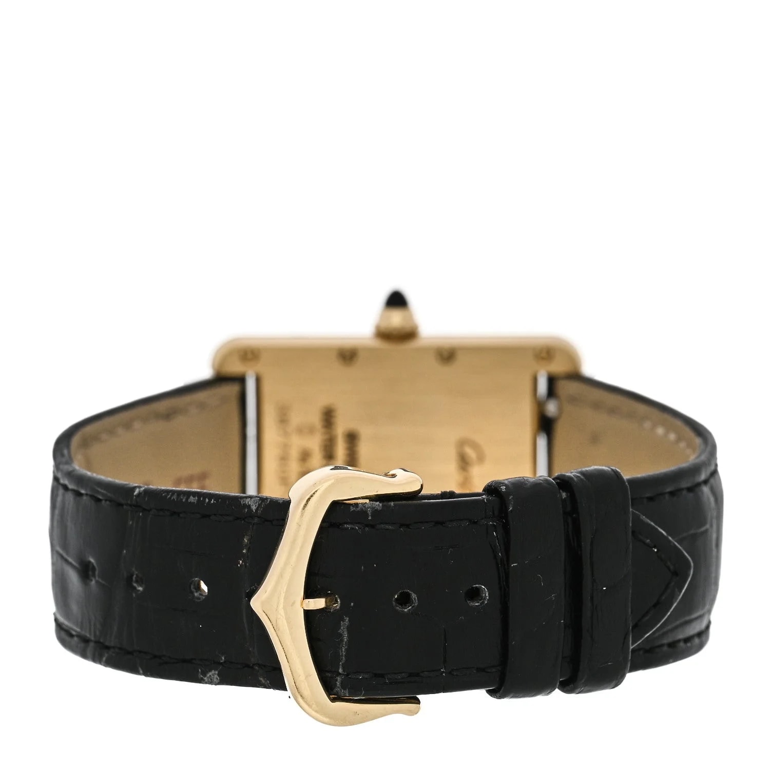 18K Yellow Gold Alligator 26mm Tank Louis Quartz 3
