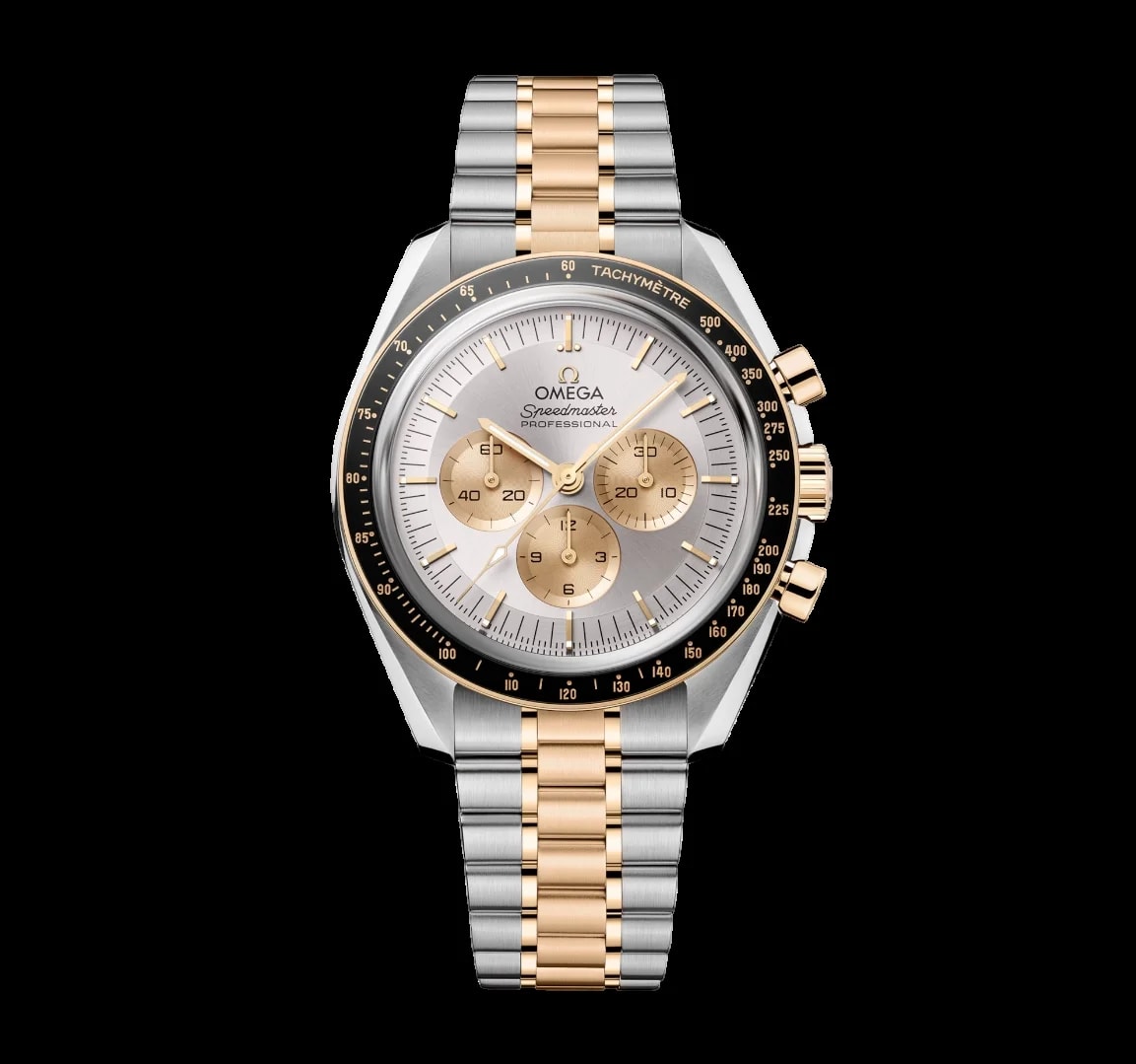 Worldofluxuryus — Omega Speedmaster Moonwatch Professional Chronograph Stainless Steel & 18K Moonshine™ Gold & Ceramic — Watch — resale