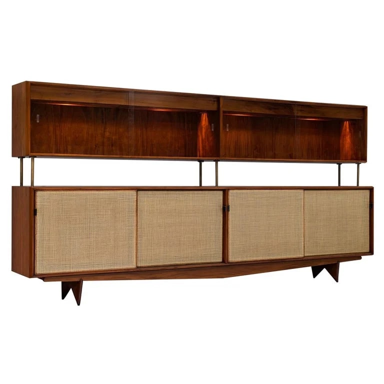 Benno M. Forman, Martin Eisler — And Large Martin Eisler Sideboard for Forma in Brazilian Walnut and Cane — Furniture — resale