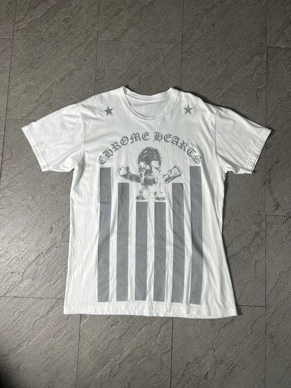Chrome Hearts — Hearts Skull Stripe Tee Large USA — streetwear — resale