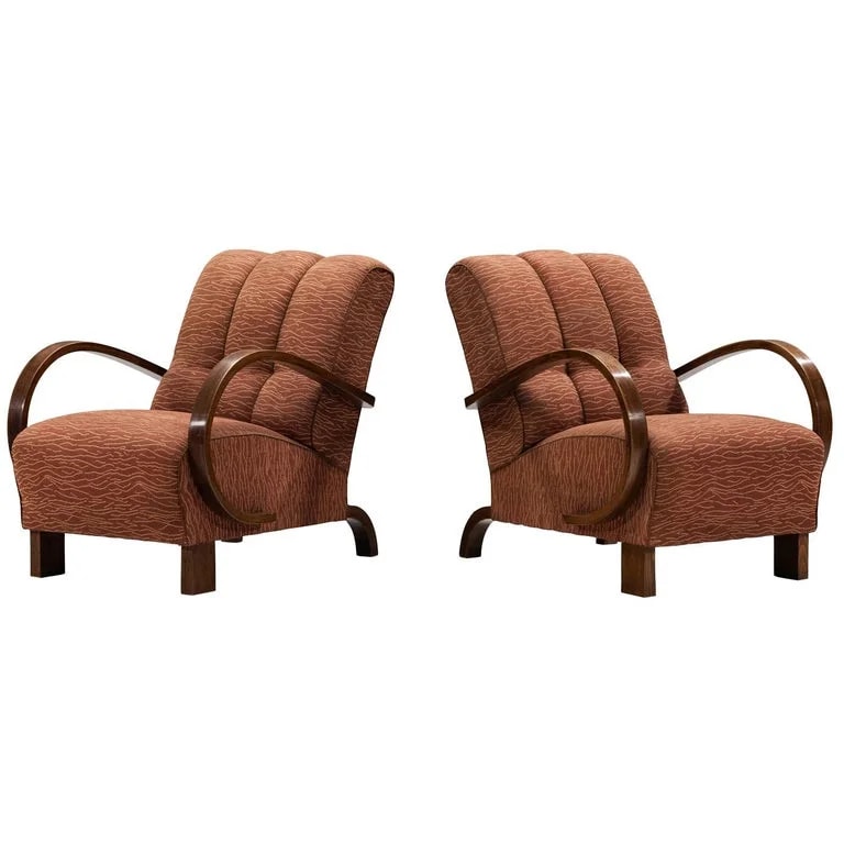 Streamlined Art Deco Lounge in Motif Fabric — Furniture — resale