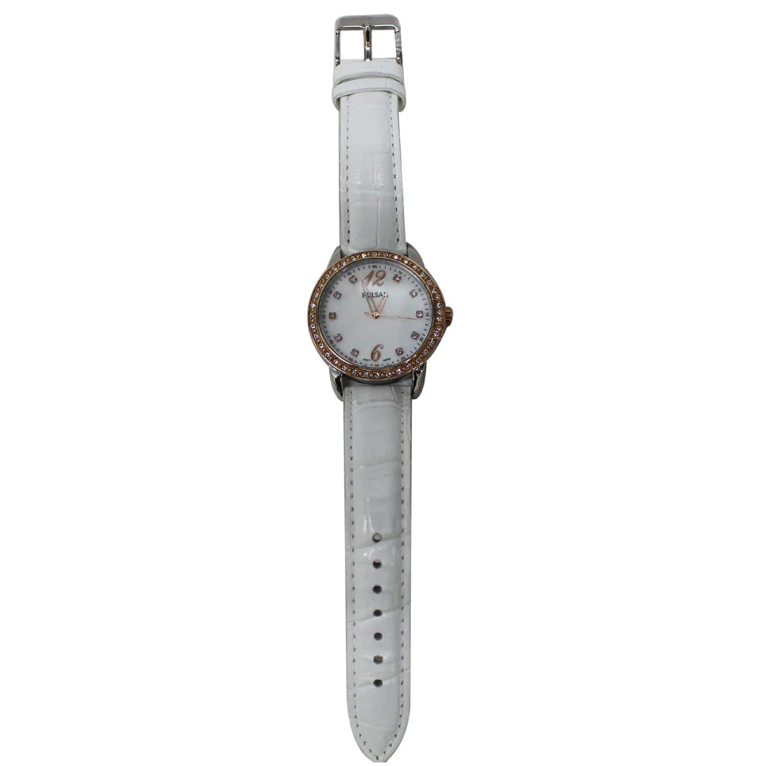 Pulsar — Pulsar Crystal Accents Leather Strap White Dial 32MM — Watch — resale