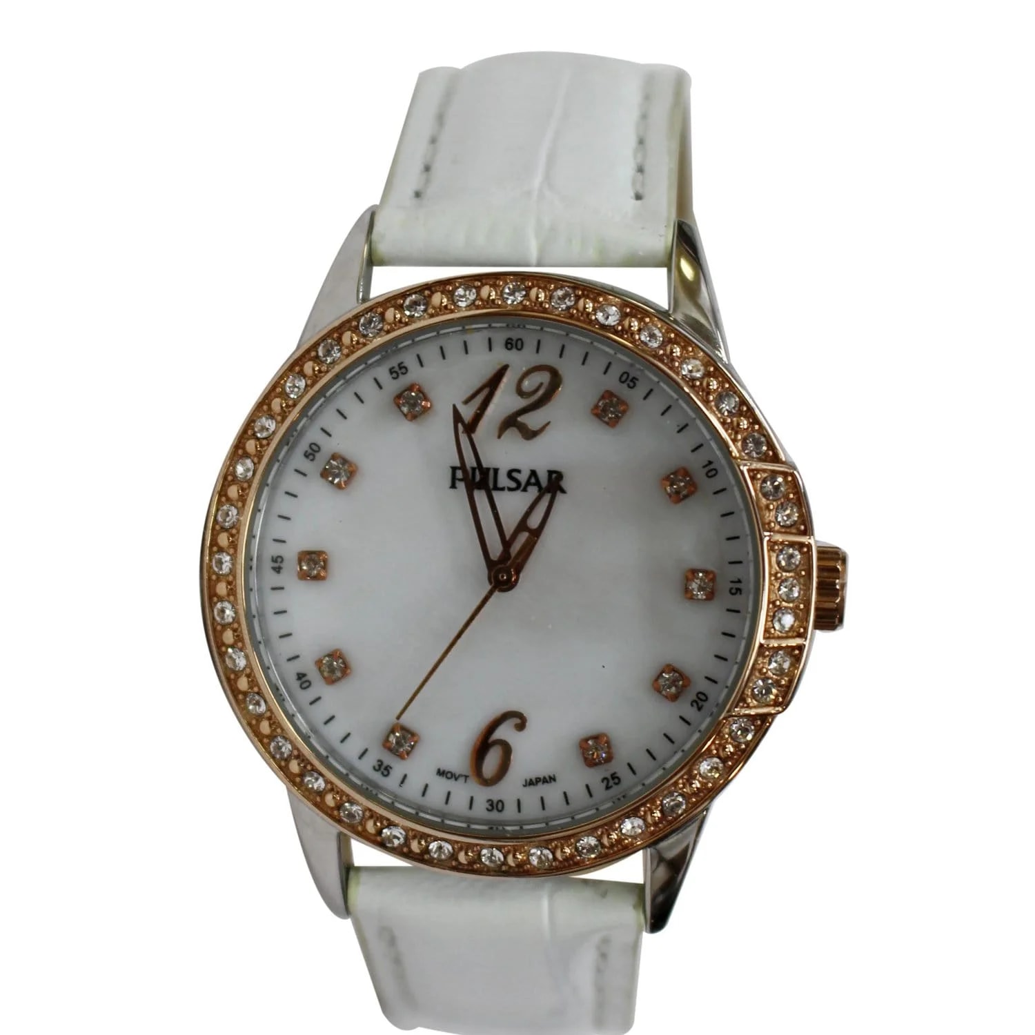 Pulsar Crystal Accents Leather Strap White Dial 32MM 2