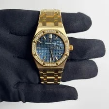 Audemars Piguet Royal Oak Yellow Gold 33mm Blue Dial Ref# 2