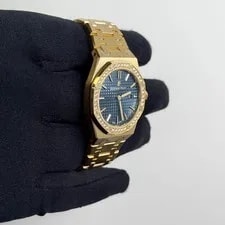 Audemars Piguet Royal Oak Yellow Gold 33mm Blue Dial Ref# 3