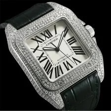 Cartier Santos100 LM Aftermarket Diamond W20073X8 50mm #SU3320 2