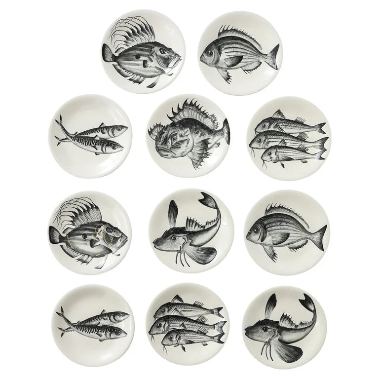 French Hand Decorated Fish Plates — Furniture — resale