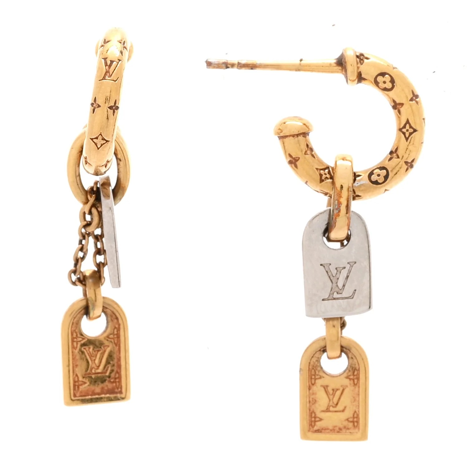 Louis Vuitton — Nanogram Tag Drop Hoop — Jewelry — resale