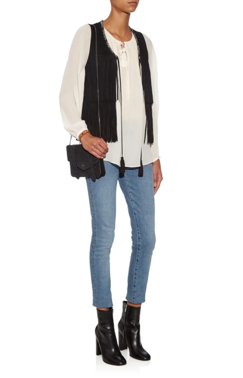 Talitha — Talitha Embroidered Fringed Gilet — Jewelry — resale