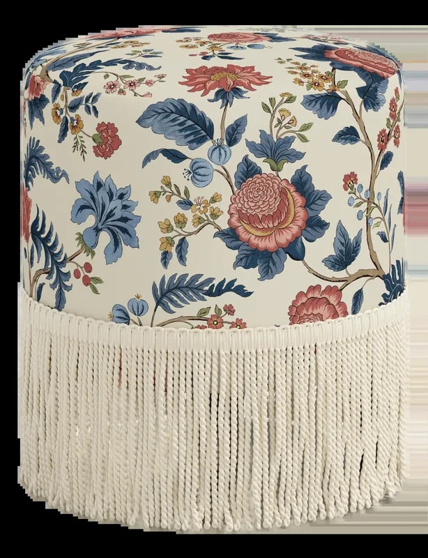 Spritely Home — Pierre Fringe Ottoman in Dusty Tree of Life — Furniture — resale