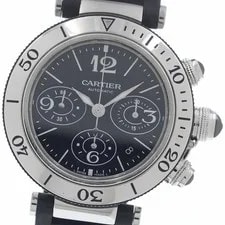 Cartier — Cartier W31088U2 Pasha Seatimer Chrono Date Automatic Black Dial SS — Watch — resale