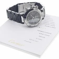 Cartier W31088U2 Pasha Seatimer Chrono Date Automatic Black Dial SS 2
