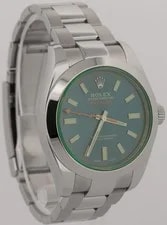 Rolex Milgauss Blue Green Stainless Steel 40mm Random Serial Oyster 116400 GV 4