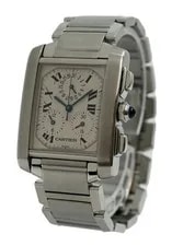 Cartier 28mm Tank Francaise Chronoflex Chrono W51001Q3 ! Ref: 2303! 3