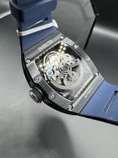 Invicta Noire Automatic Skeleton Skull Dial 50mm Black Case Blue Strap W/ Box 2