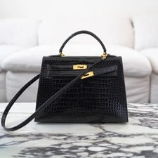 Hermès Shiny Porosus Sellier Kelly 32 1997 W/ COA