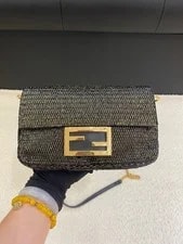 100% Auth Fendi Mini Baguette Woven Fabric HDW 2