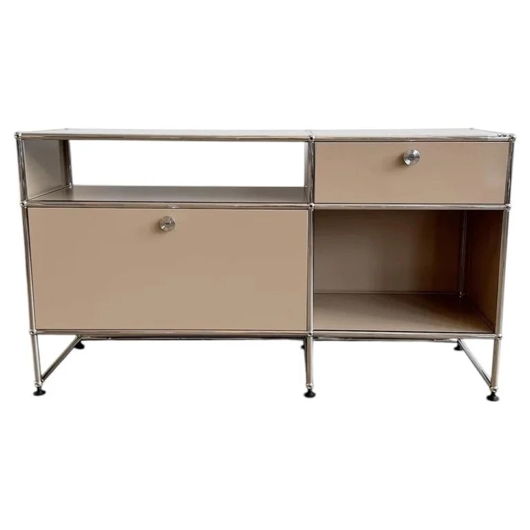 Usm Haller — USM Haller Console O3 – Beige, Two Locking Drop-Down Doors, Elevated Base, 1960s — Furniture — resale
