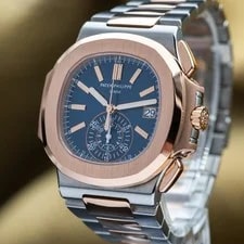 Patek Philippe Nautilus Flyback Chronograph Rose Gold Steel Blue - 5980/1AR-001 4