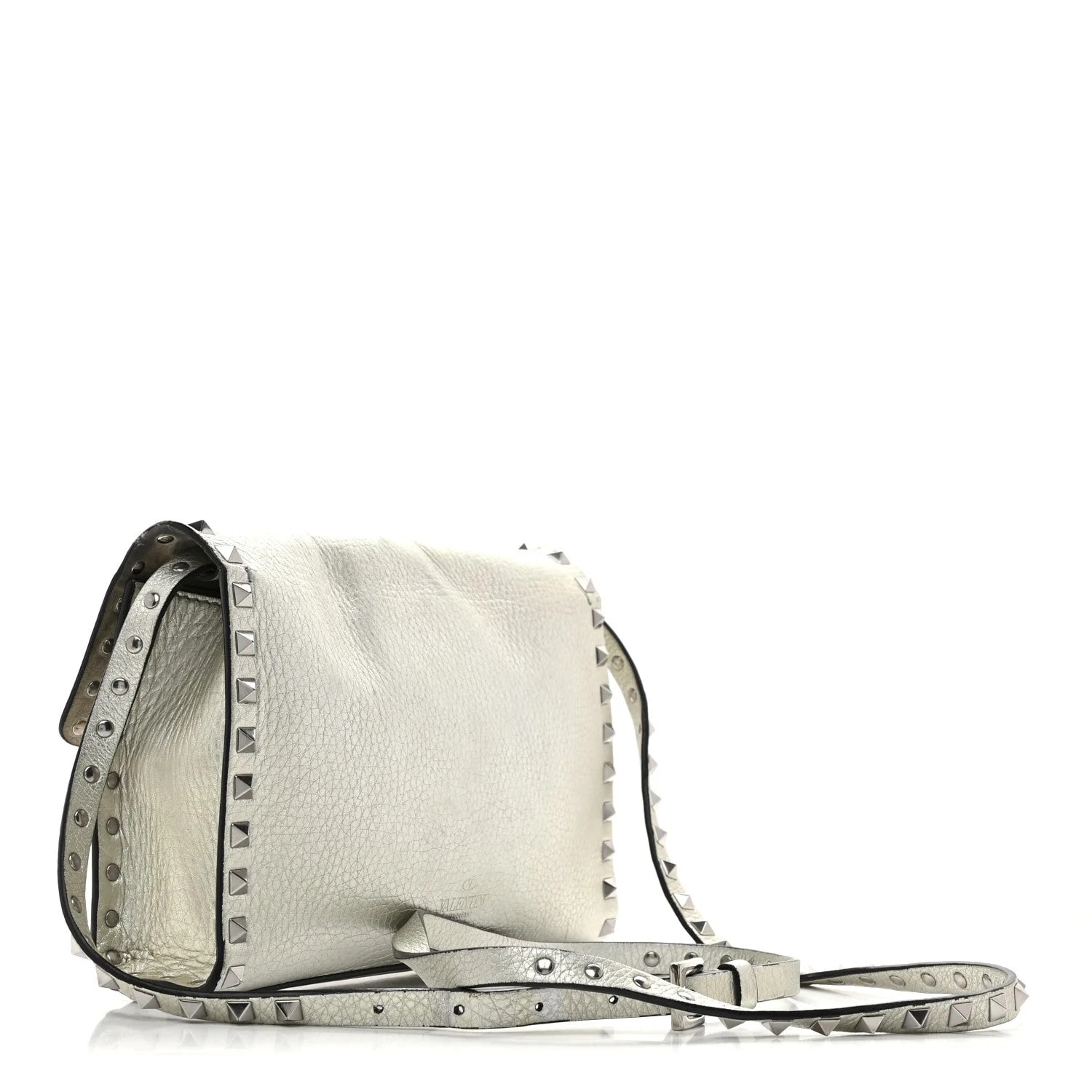 Metallic Pebbled Medium Rockstud Flip Lock Crossbody 3