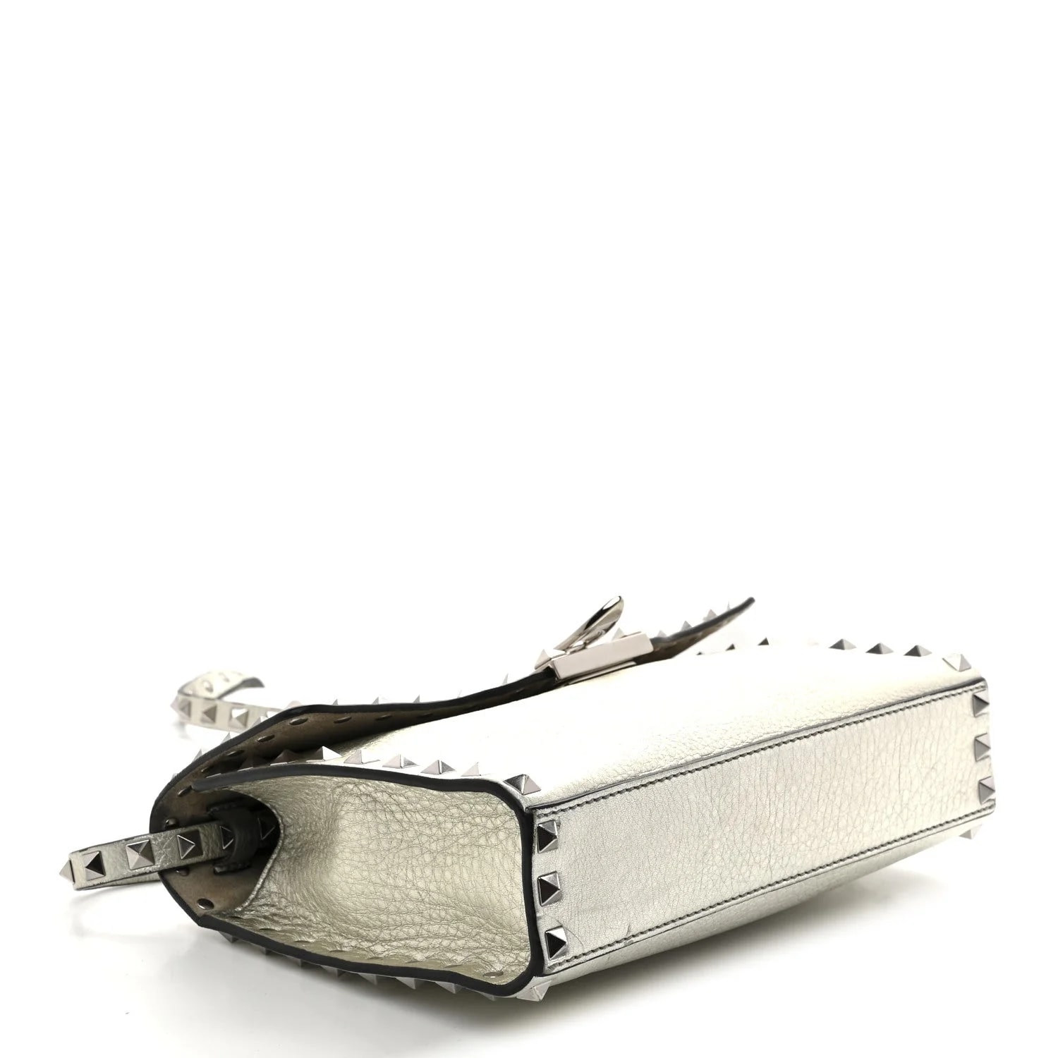 Metallic Pebbled Medium Rockstud Flip Lock Crossbody 4