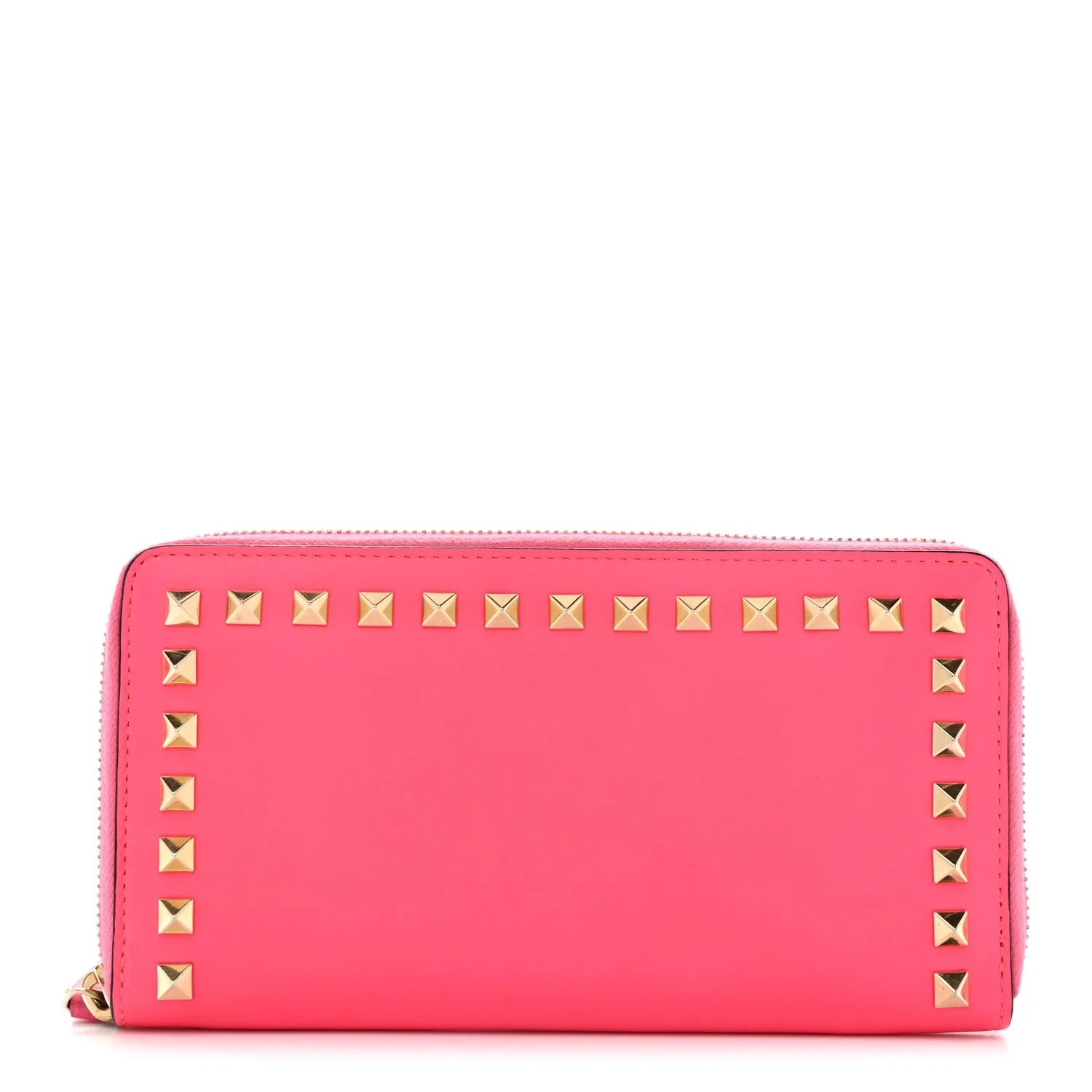 Valentino Garavani — Rockstud Zip Around Wallet Fuxia Fluo — Accessory — resale
