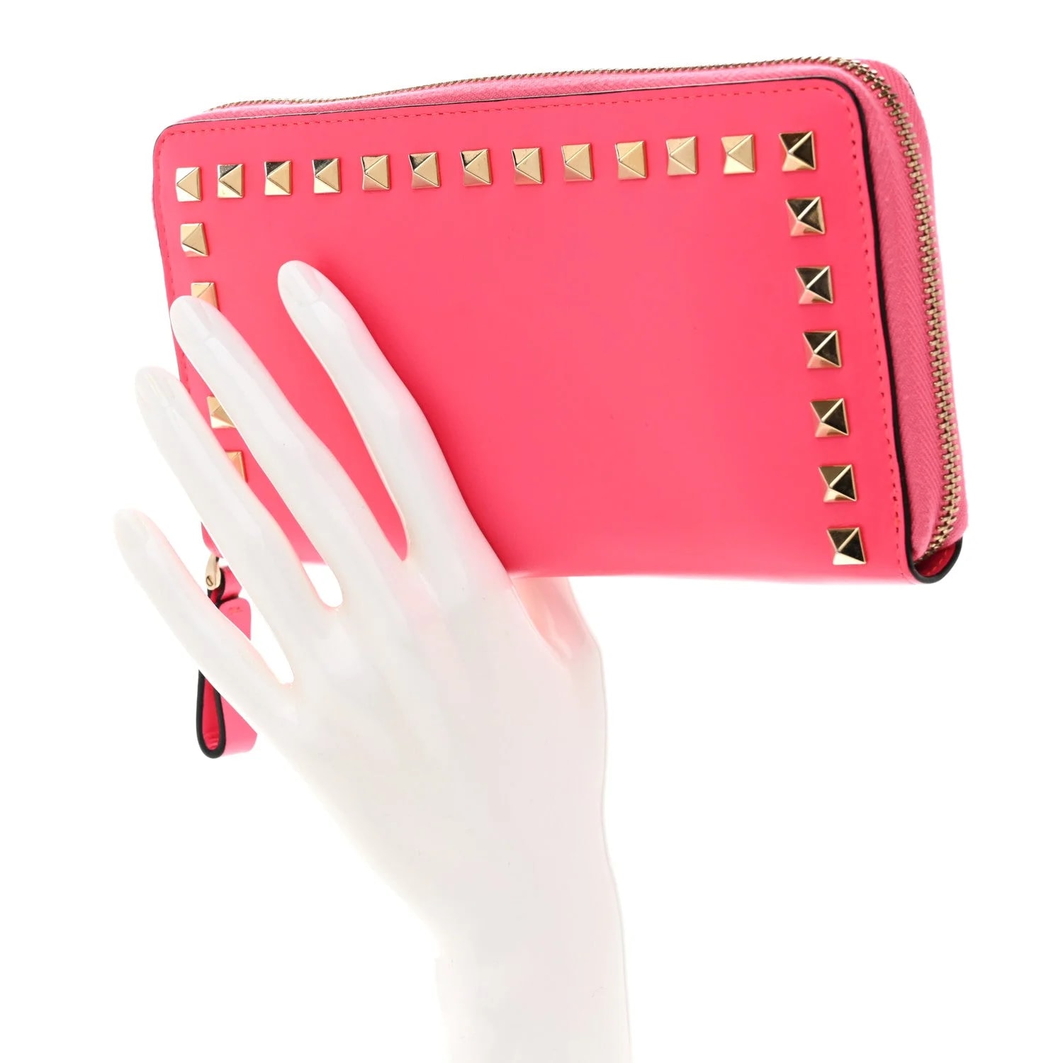 Rockstud Zip Around Wallet Fuxia Fluo 2