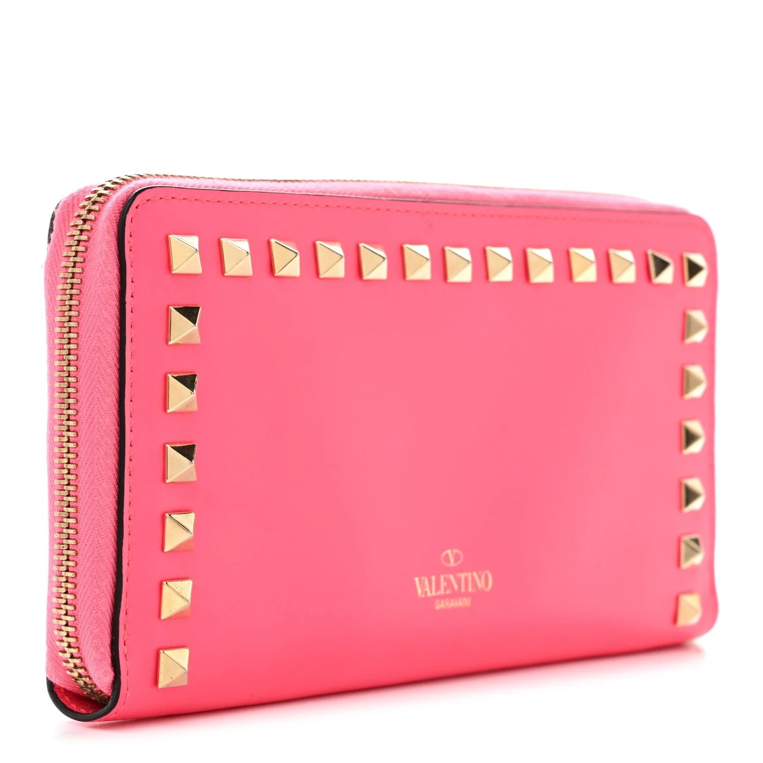 Rockstud Zip Around Wallet Fuxia Fluo 3