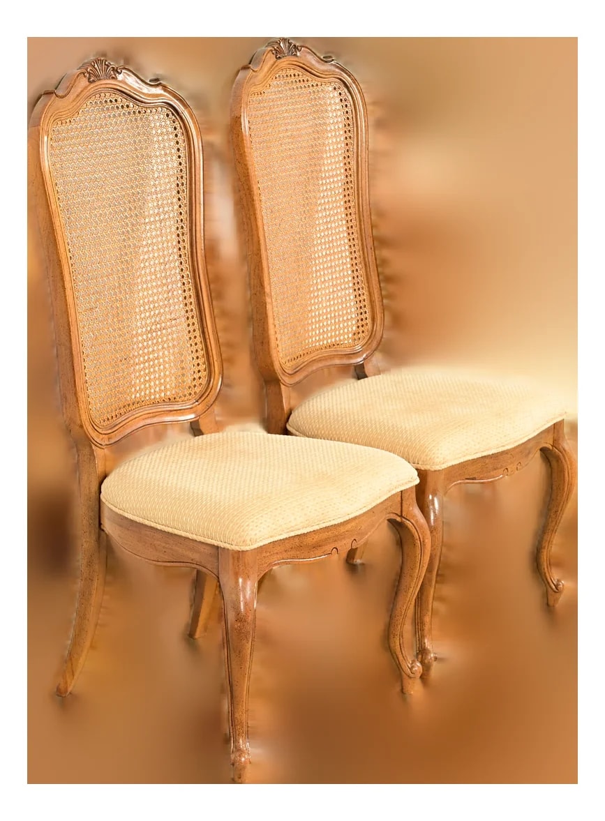 Thomasville — Thomasville French Provincial Louis XV Carved and Cane Back Side Or Dining , Pair — Furniture — resale