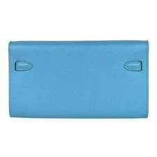 Hermes Kelly Wallet 2-Way Voie Epson Celeste B #BS038 3