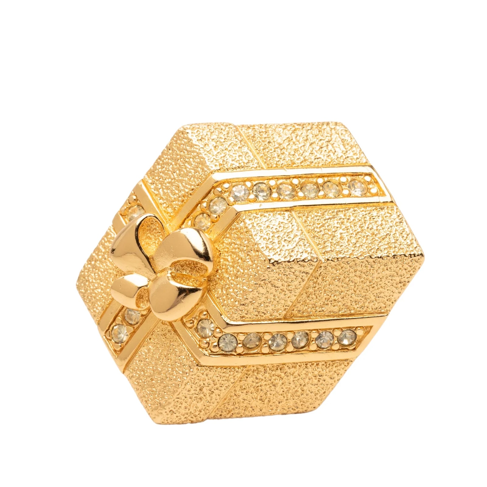 Dior — Strass Hexagonal Gift Box Brooch — Jewelry — resale