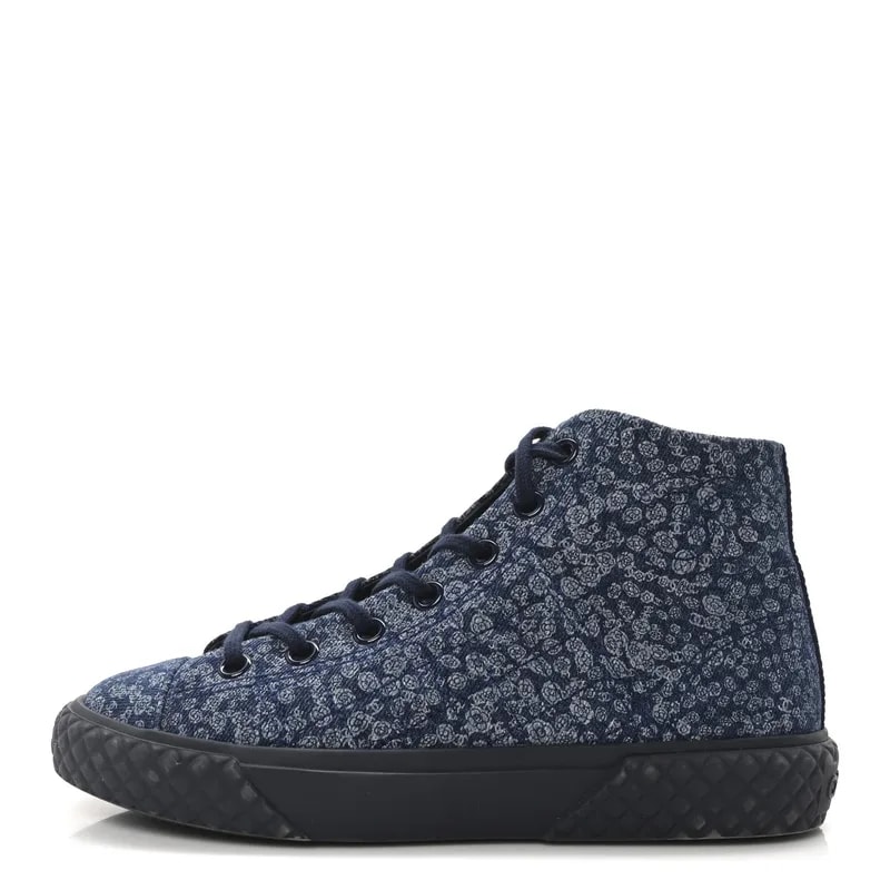 Chanel — Printed Quilted High Top Sneakers 37.5 Dark — Sneaker — resale