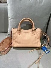 Balenciaga City Mini Nude Distressed Crossbody Auth 2
