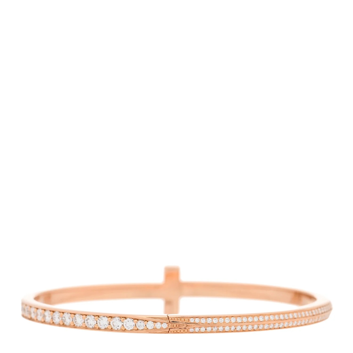 18K Rose Gold Narrow T T1 Hinged Bangle 2