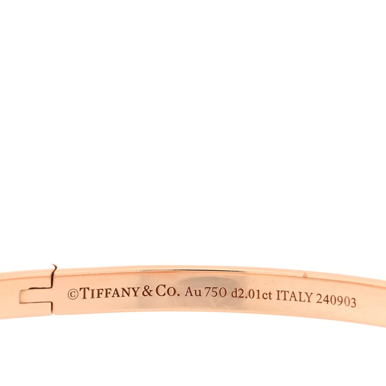 18K Rose Gold Narrow T T1 Hinged Bangle 3