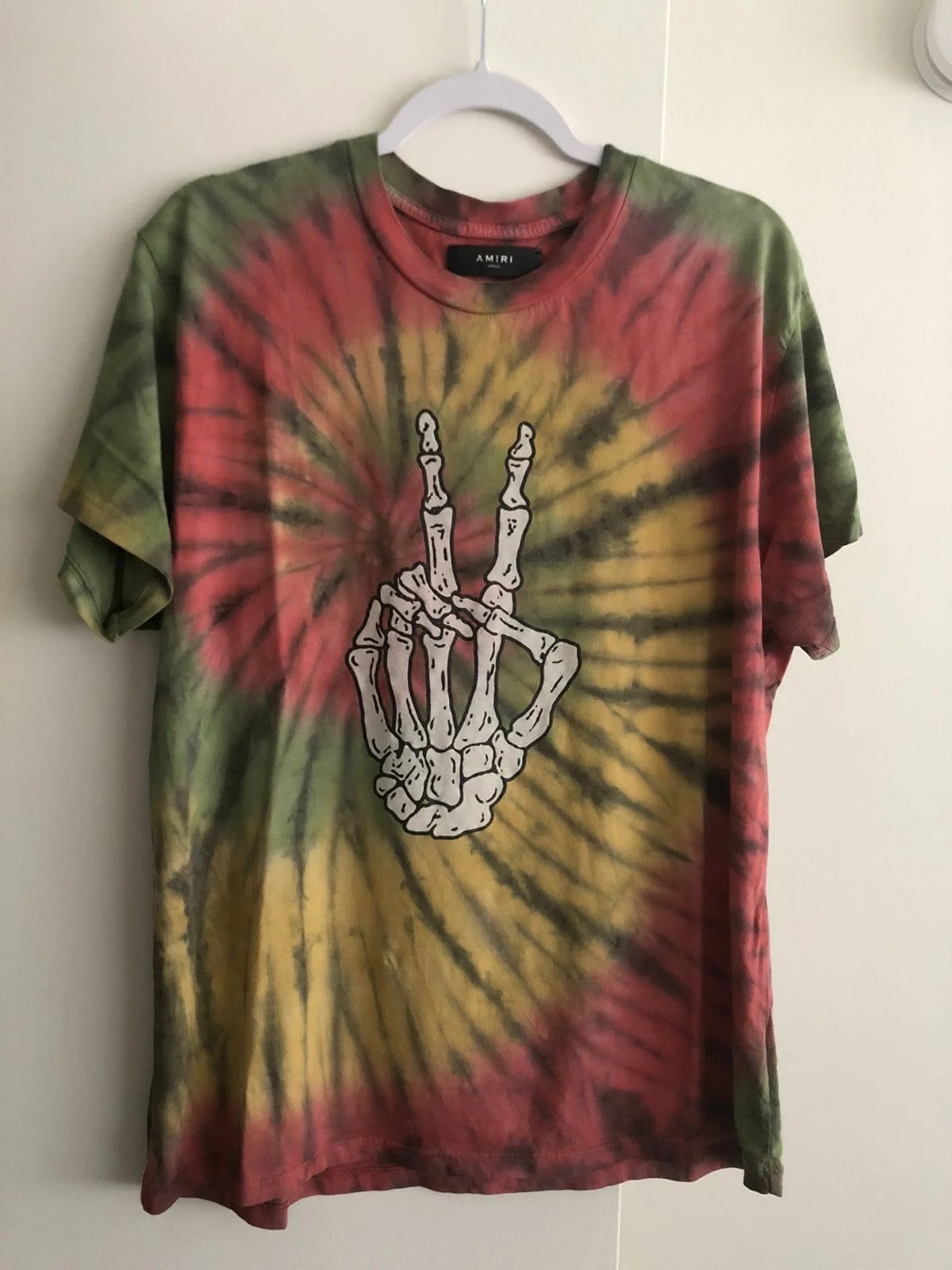 Amiri — Amiri Skeleton Hand Tie Dye Peace Shirt — streetwear — resale