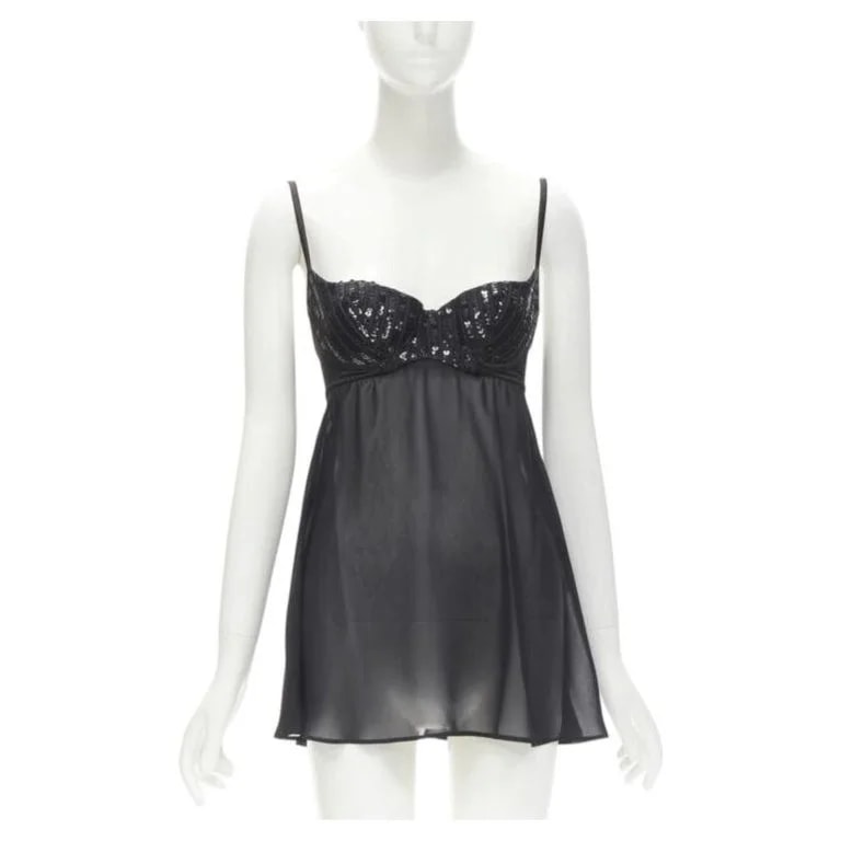 LA Perla Ritmo di Perla Sequins Cupped Bra Sheer Negligee Top — Designer Shoe — resale