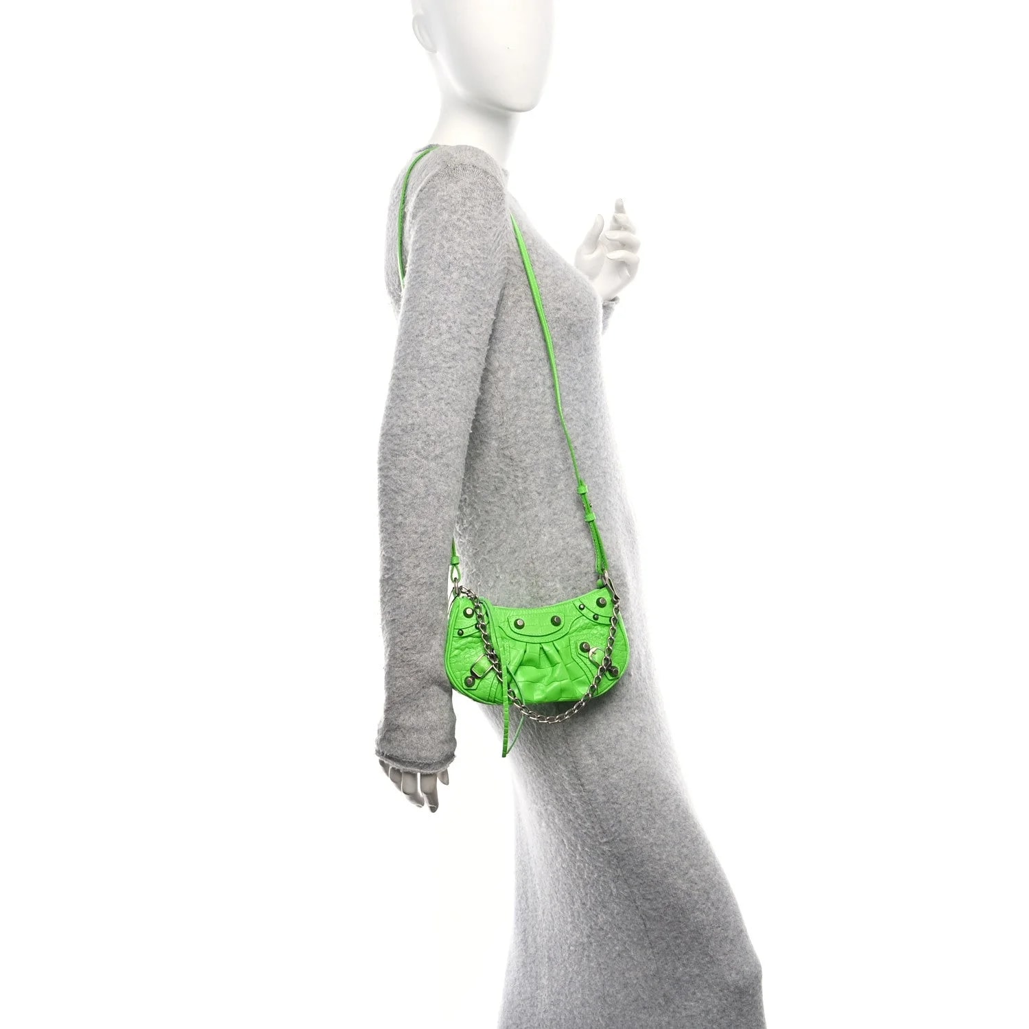 Extra Supple Embossed le Cagole Mini With Chain Acid 2