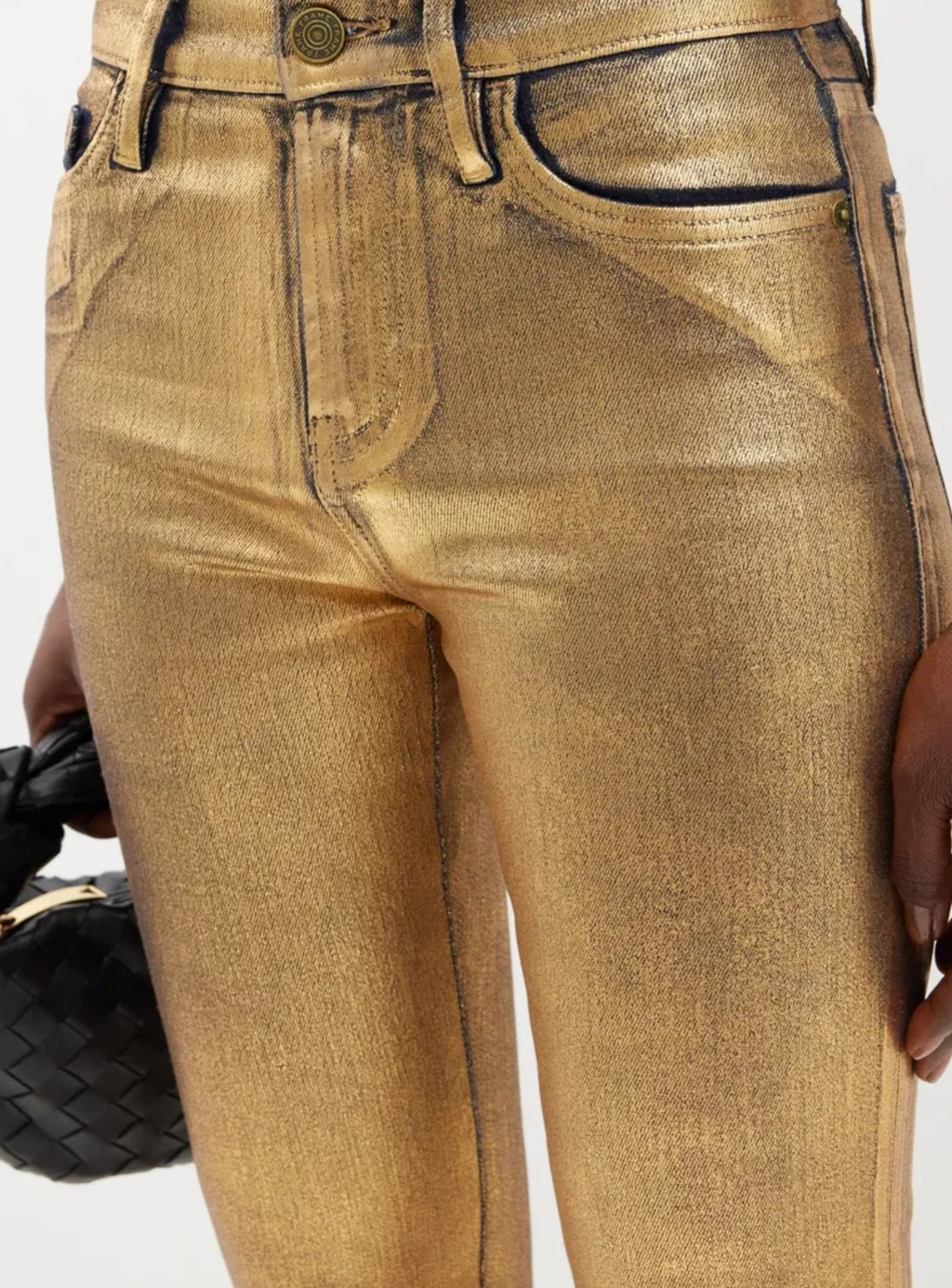Frame le Crop Mini Cropped Metallic Coated High-Rise Bootcut Jeans 4