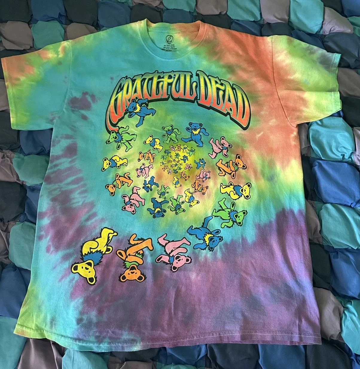 Grateful Dead Spiral Dancing Bears Tie Dye T-Shirt XL 2015 — streetwear — resale