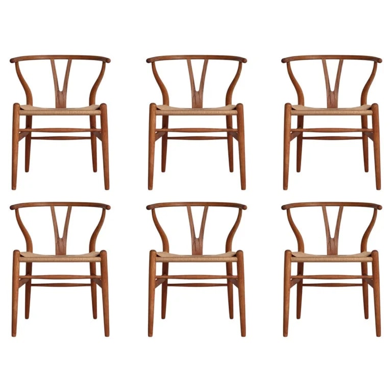 Hans J. Wegner Set of Early Production Carl Hansen & Sons Wishbone , 1960s — Furniture — resale