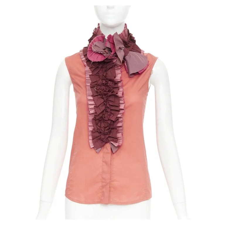 Yves Saint Laurent — Yves Saint Laurent Rive Gauche 2006 Ruffle Collar Shirt FR34 — Clothing — resale