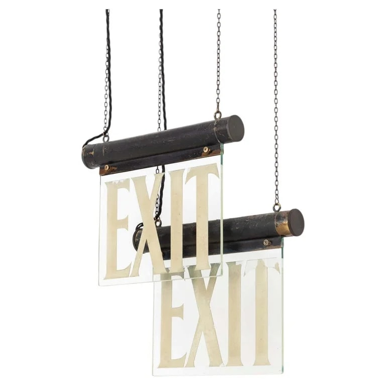 Antique Industrial Art Deco Internalite 'Exit' Illuminated Sign. C.1920 — Furniture — resale
